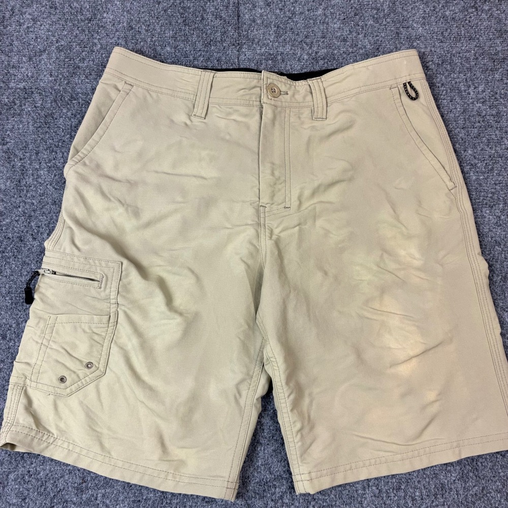Realtree Fishing Men Cargo Short Tan Khaki Size Small Performance Stretch Stains